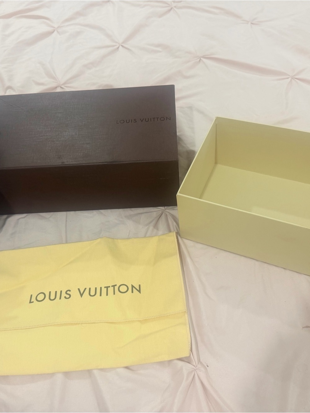 Louis Vuitton Yellow Dust Bag with Brown Logo Box Set